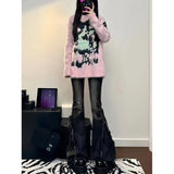Fongt High Street Design Hair-Side Micro-Tipped Jeans Women Autumn Low-Rise Loose Thin Broad Leg Trousers