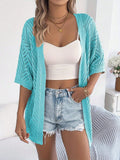 Fongt Summer Short-Sleeved Bohemian Thin Knitted Cardigan Women's Dress
