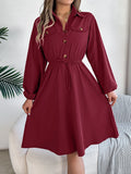 Shooting 2025 Autumn And Winter Leisure Button Tie With Waist Long-Sleeved Shirt Skirt Women's