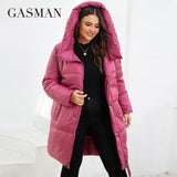Women's Winter Down Jacket Plus Size Long Classic Design Zipper Pocket Women Coat Leisure Parkas