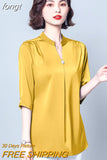Women's Blouse Fashion Solid Tops for Women Half Length Sleeve Top V-neck Loose 2023 Female Clothing OL Basic Sexy