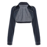 Fongt Vintage Wash To Make Old Irregularly Collared Denim Jacket Babes Personality Folded Super Short Coat