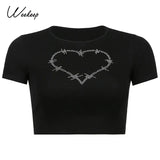 Diamonds Patchwork Vintage Slim T-shirt Women Short Sleeve Summer Contrast Harajuku Cropped Tops Cotton Basic Tee
