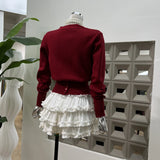 Fish Bone Slings + Cake Girls Anti-Walking Half Skirt + Knitted Waist V-Neck Cardigan 3