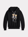 Fongt Women's Embroidered Cartoon Bear Doll Long-Sleeved Collar Knitted Sweater