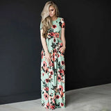 Summer Round Neck Flowers Print Long Sleeve
