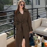 Fongt Women's Long-Term 2025 Spring And Autumn New Korean Version Of Large-Size Small Man Popular British Wind Coat Over The Knee Coat