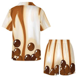 Fongt Spring And Summer Pajamas Bubble Tea Pajamas Milk Tea Printing Women's Milk Silk Short Sleeve Pajamas-Outfit