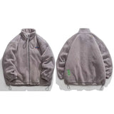 Colors Hip Hop Streetwear Jacket Coat Fleece Fur Plain Jacket Harajuku Embroidery Jacket 2022 Men Winter Jacket Zip Up
