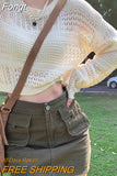 Vintage Oversized Cropped Sweater Women Harajuku Sexy Hollow Out Knitted Pullover Summer Casual Sunproof Thin Y2K