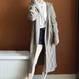 Cross Women Sweater Long Cardigans Fall Winter New Knitted Jackets Korean Loose Oversized Long Sleeve Casual Hooded
