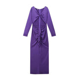 Fongt New Women's Holiday Style Niche Design Deep V Collar Hollow Dress Light Luxury
