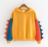Dinosaur Contrast Color Hooded Long