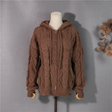 New 2021 Women's Autumn Winter Sweaters Fashionable Elegant Zipper Cardigans Hooded Oversized Vintage Tops