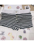 Women Soft Cotton Front Buttons Shorts 2023 Summer Vintage Low Waist Female Chic Bottoms-Outfit