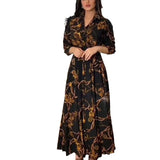 Fongt 2025 Spring And Autumn New Middle East Women's Shang French Elegant Dress Vintage Printed