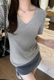 White V-Collar Casual Short-Sleeved T-Shirt Women's New Summer Design Niche Shoulder