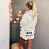 2023 Women's Cat Embroidered Pajamas Hooded Casual Set Two-Piece Fashion-Outfit