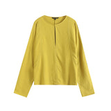 Summer Casual Lazy Wind Relaxing V-Collar Long-Sleeved Shirt-Outfit