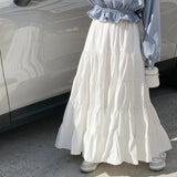 Solid Color High Waist Maxi Skirt-Outfit