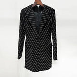 Fongt Star Celebrity Temperament Fashion New Hot Diamond Suit Collar Body And Hip Dress