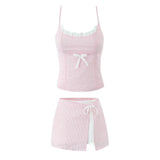 Striped Cami Top And Wrap Mini Skirt Set-Outfit