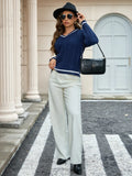 Fongt And Winter Knitted Temperament V-Neck Sweater Fashion Loose Jasmine Cloth Girl