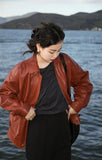 Red Faux Leather Jacket-Outfit