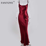 Autumn Satin Slip Dress Women Backless Spaghetti Strap Gold Silk Sexy Luxury Elegant Long Maxi Party Dresses