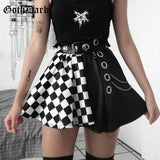 Dark Mall Gothic Grunge Plaid Women Mini Skirts Pleated Black Punk Aesthetic Emo Alt Clothes Harajuku Sexy Streetwear