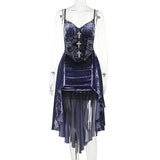 Summer New Dark Style Fashion Temperament Sexy Slim Purple Suspender Tail Dress Women's Dress-Outfit