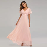 Folding Large Swing Double V-neck Flared Sleeves Elastic