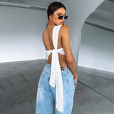 Women's Clothing 2024 New Solid Color Waistless Asymmetrical Sloping Collar Tops Club Clothing Vestidos-Outfit