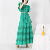 French High-End Long Dress 2025 New Temperament Design Embroidered Belt Thin Solid Color Long Dress