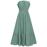 Fongt Spring / Summer 2024 New Women's Casual Solid Color Chest Closed Waist Dress Women-Outfit