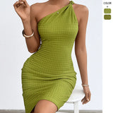 Woherb Spring Summer New Sexy Slanted Shoulder Strap Bare Back Fishtail Temperament Dress Woman