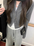 Fongt Windish Small Wool Knitted Cardigan Women's Autumn And Winter Round-Neck Long-Sleeved Bottom Shirt Short Repair Inside The Top