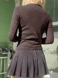 Vintage Striped Long Sleeve Crop Top-Outfit
