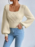 Fongt And Winter New Solid Color Square Sweater Women's Top Fashion Pure Color Knitwear