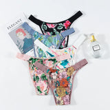 Silk Scarless Thong Women's New Printing Low-Waist Sexy T-Pants Hot Seduction Yoga Invisible Pants