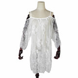 Fongt Women's Solid Color Lace Hook Sunscreen Off Shoulder Sexy Beach Dress Bikini