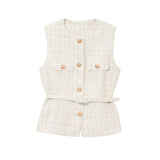 Fongt Women's Clothing 2025 Spring/Summer Button Collar Sleeveless Vest Topess Female K52508