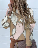 Fongt Ebaywish Explosion Ins Net Red Long-Sleeved Round Collar Metal Buckle