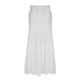 Stitching All Kinds Of Thin Rope Tie White Skirt 2023 Temperament Simple Half Skirt In Early Autumn-Outfit