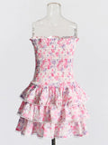 2025 Spring Season New Fashion Sexy Breast Print Lace Splicing Design Feel Waist Thin Dress Dress