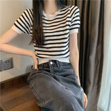 Girl Chic Sleeve Short Sleeve T-Shirt Women's Summer Design Chic Sensing Slim Short