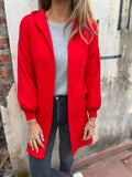 Fongt 2025 Solid Color Casual Hairs Pocket Hooded Jacket Jacket Woman