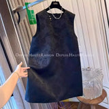 New Chinese Jacquard Pendant Black Satin Vest A-Shaped Dress For Children In Spring 2024-Outfit