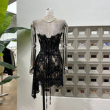 Small-Band Vietnamese Party Party Fish Bone Lace Belt Strapped Braided Bosomed Hip Skirt Hottie