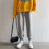 Autumn Men Joggers Cuffed Pants Washed in Black Gray Unisex Sweatpants Drawstring Oversized Casual